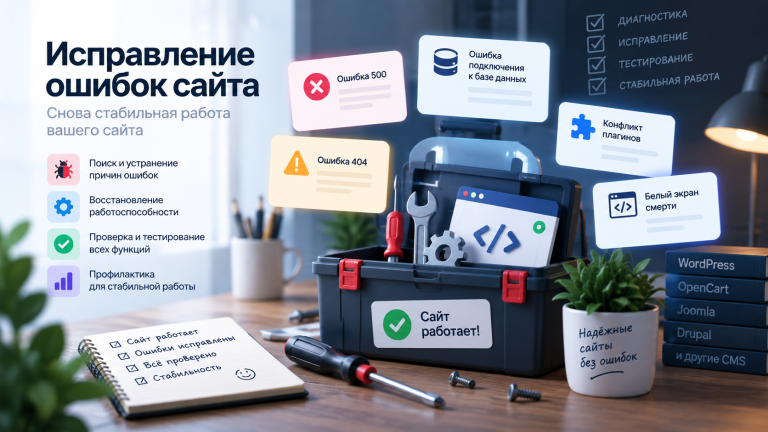 исправление ошибок и ремонт сайтов